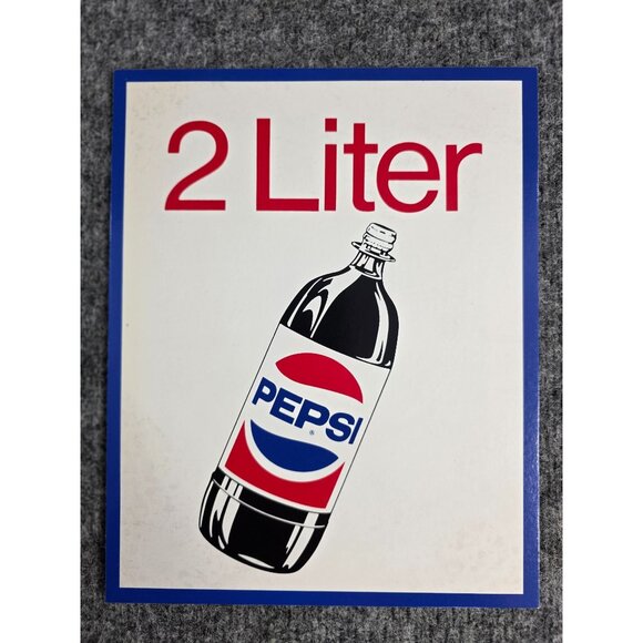 Vintage Pepsi 2 Liter Bottle Advertising Sign 8×10 Cardboard Display Panel - Picture 1 of 6